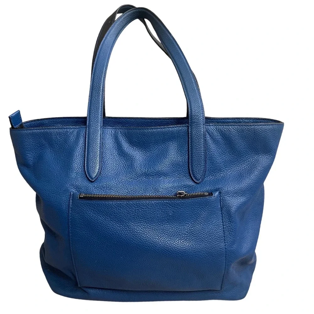 Coach Cobalt Blue Pebbled Leather Tote Bag Large Shoulder Bag  no hang tag